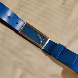 Puma Vibrant Blue Belt with Sleek Silver Buckle, Size M 31"-35"